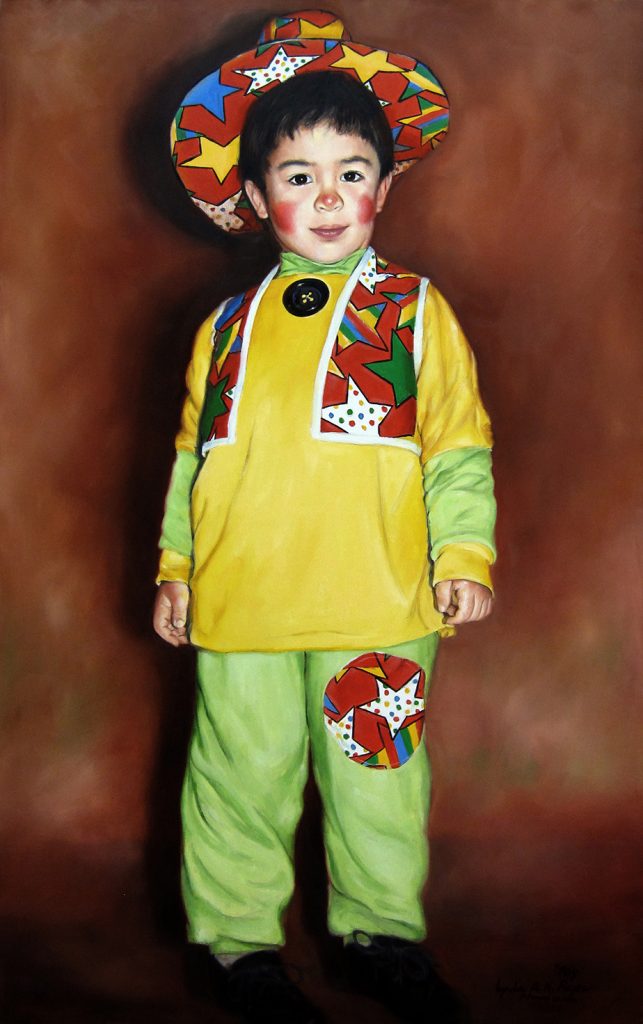 painting of young boy in a clown costume