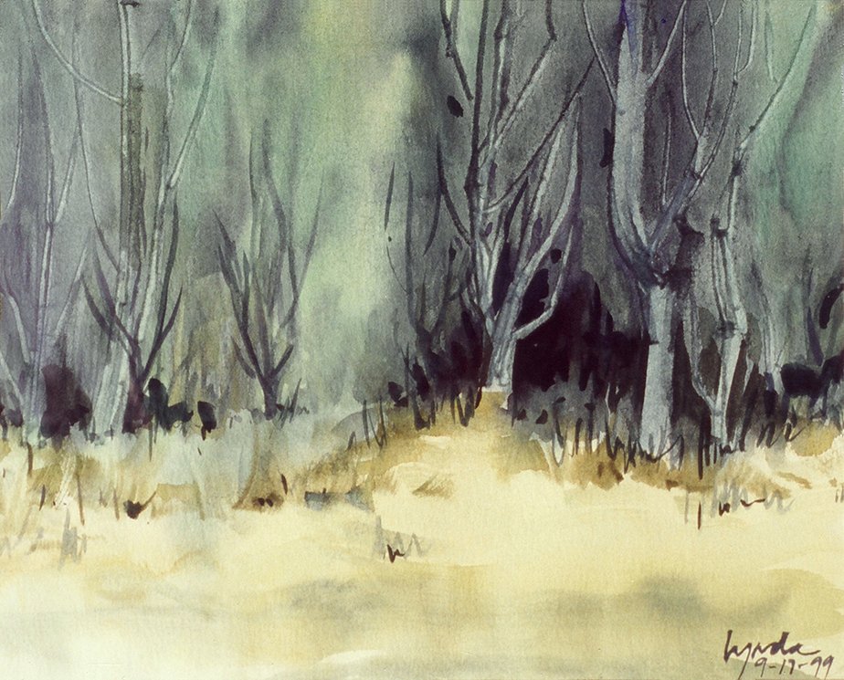 watercolor painting of a forest